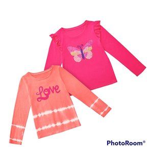 3-$30 Pack-Members Mark Girl's Long Sleeve My Favorite Tee Love+Butterfly